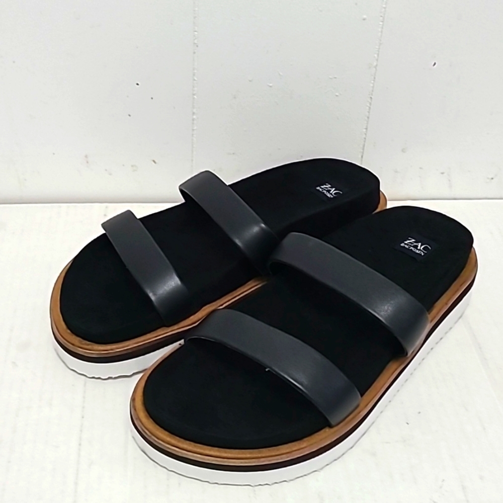 Zac Posen Shannon Black 2 Straps Slide Platform Sandals sz. 10 NWB - Picture 3 of 12